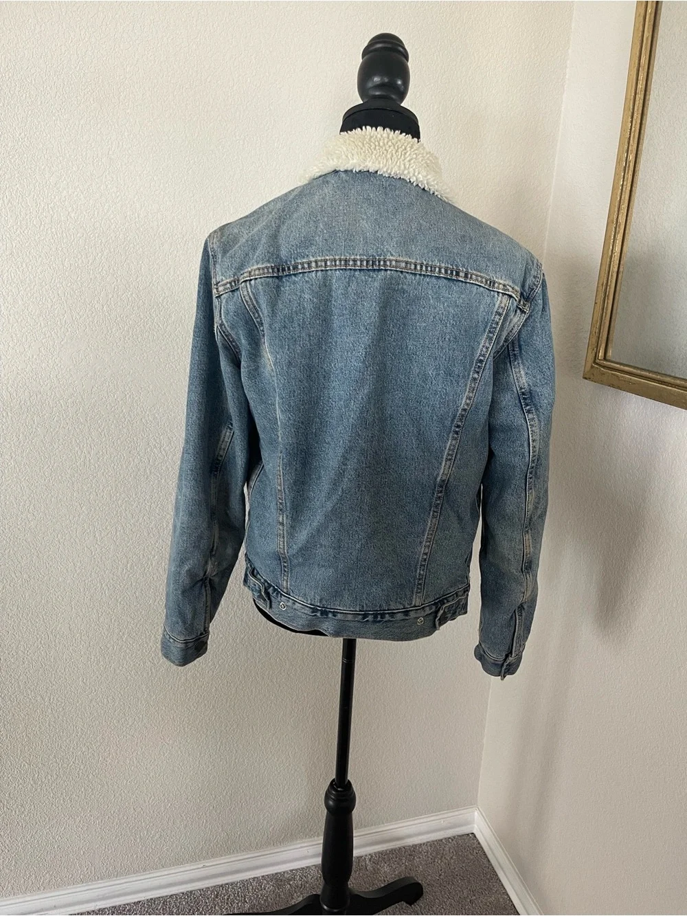 Levi's Light Blue Denim Sherpa Jacket with Cream Collar